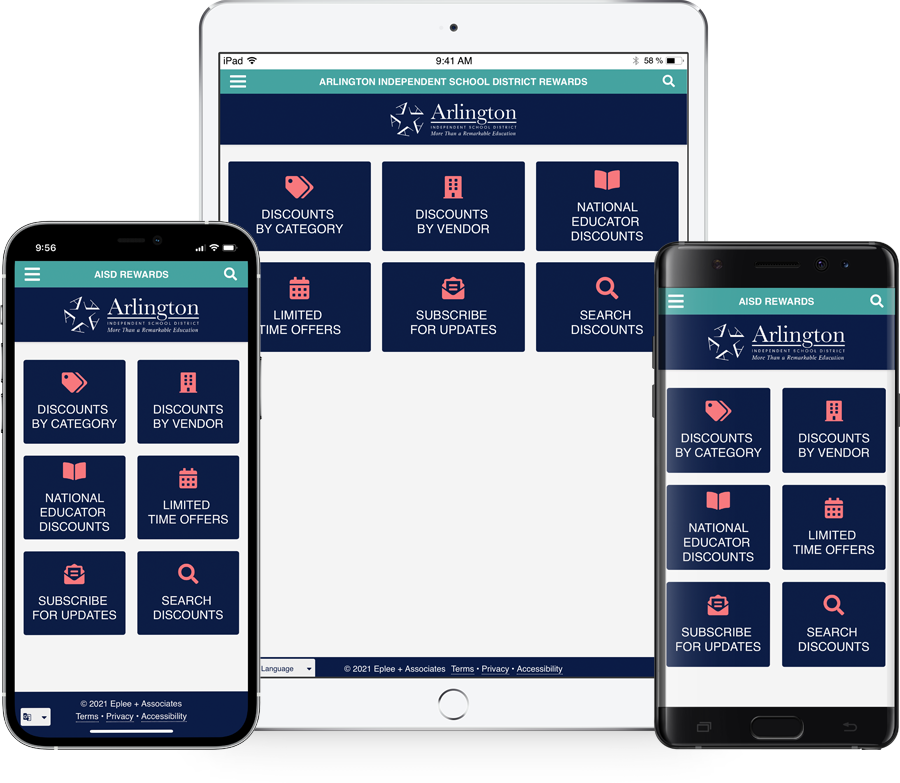 Arlington Independent School District Rewards Mobile App Screenshots