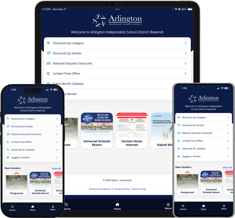 Arlington ISD Employee Discounts Mobile App Screenshots